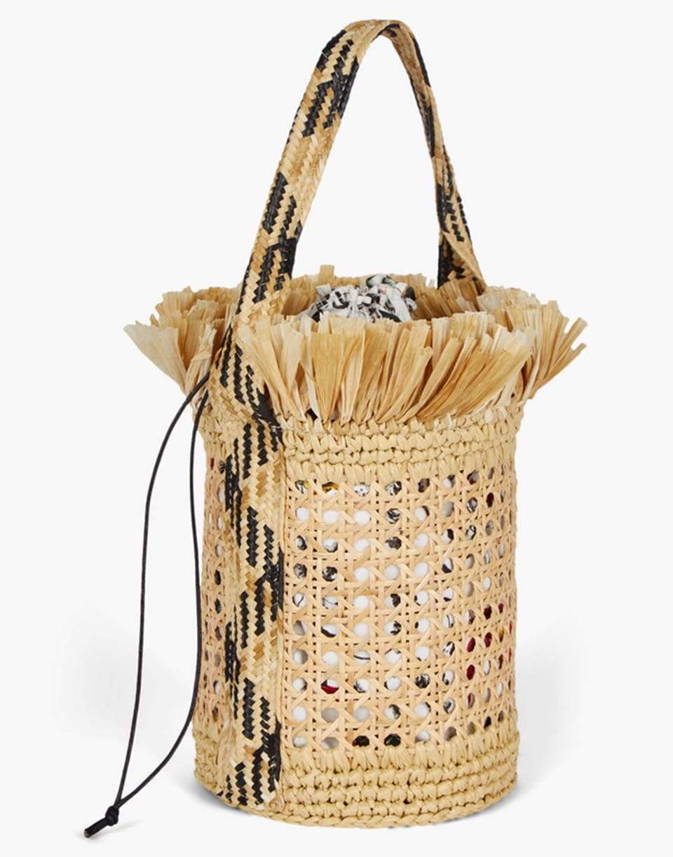 ERDEM-Straw Bucket Bag Rattan-STRAW