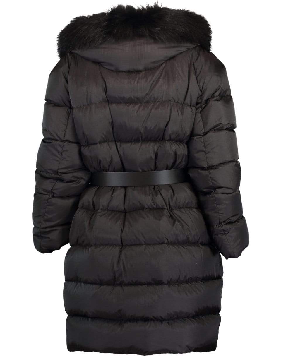 ERMANNO SCERVINO-Black Fur Collar Puffer Coat-BLACK