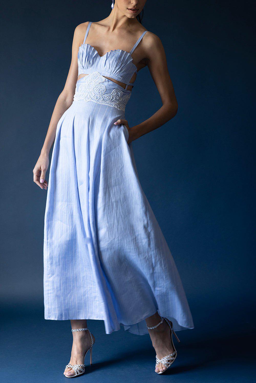 ERMANNO SCERVINO-Lace Applique Cutout Maxi Dress-