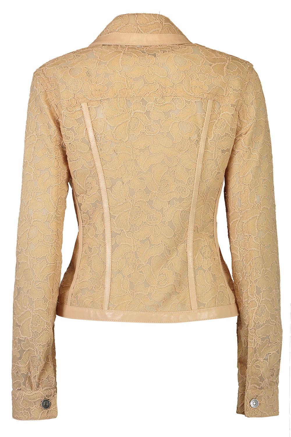 Lace Leather Detail Jacket-PINK-38-CLOTHINGJACKETCASUAL-ERMANNO SCERVINO