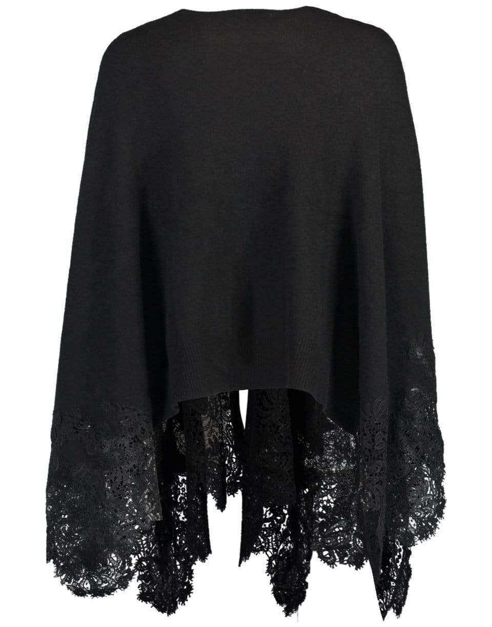 ERMANNO SCERVINO-Black Lace Detail Shawl-