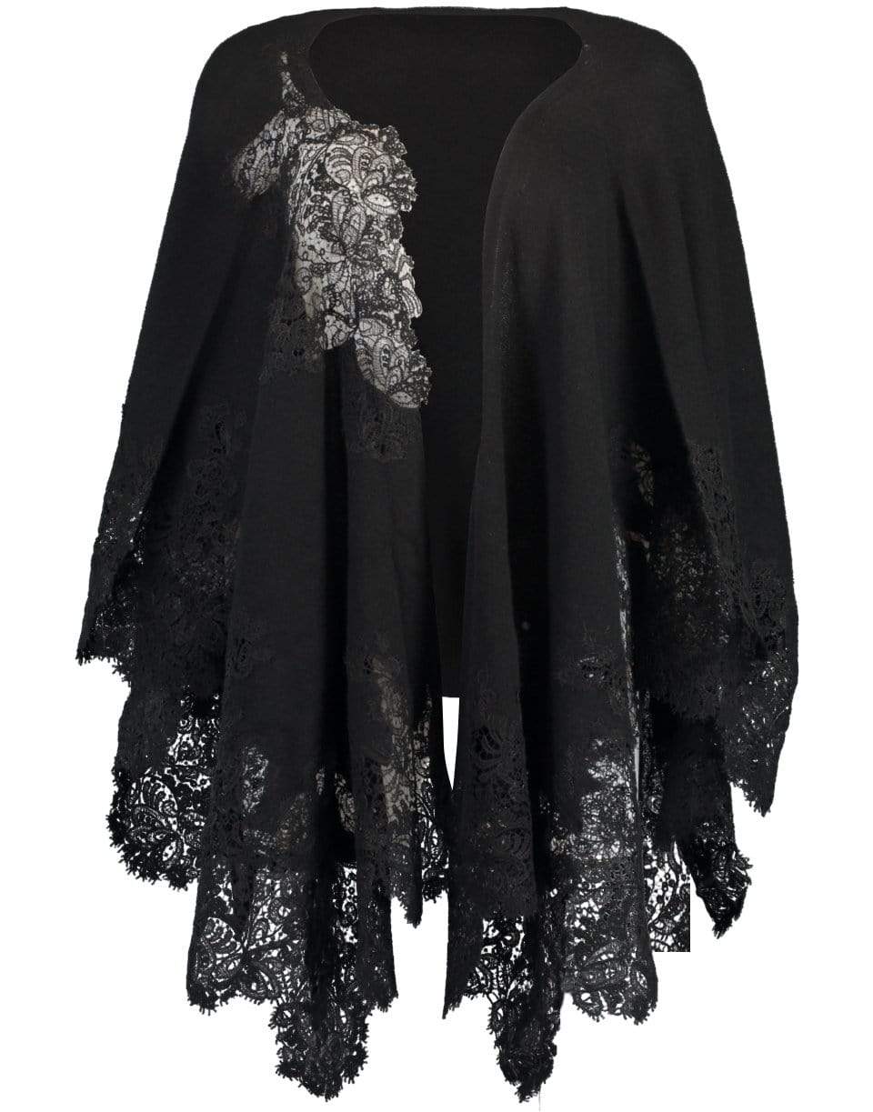 ERMANNO SCERVINO-Black Lace Detail Shawl-