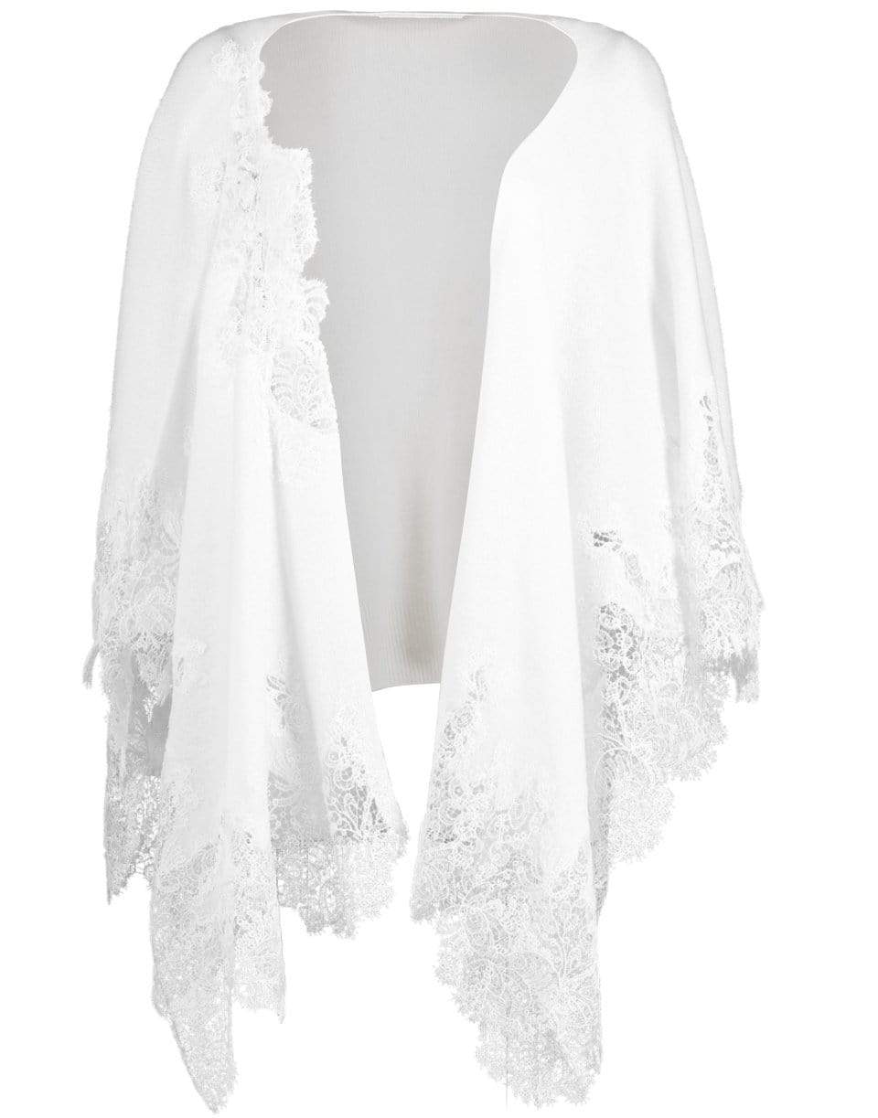 ERMANNO SCERVINO-White Lace Detail Shawl-