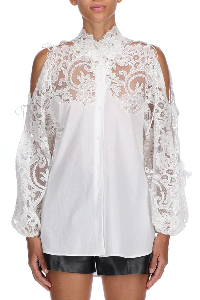 ERMANNO SCERVINO-Long Sleeve Button Up Shirt With Lace-