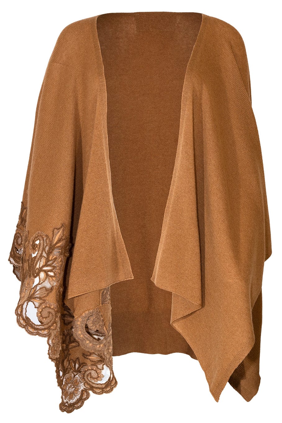 ERMANNO SCERVINO-Long Wrap With Lace Detail - Camel-CAMEL