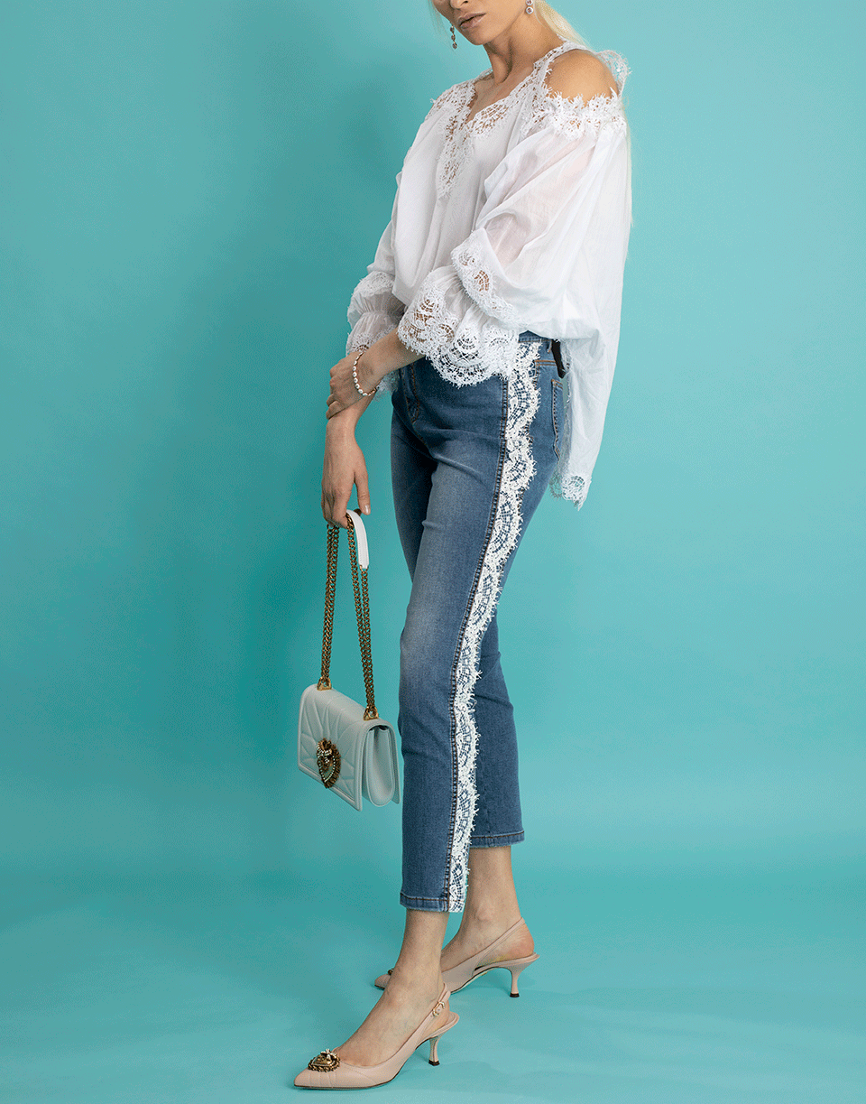 ERMANNO SCERVINO-Cold Shoulder Lace Blouse-