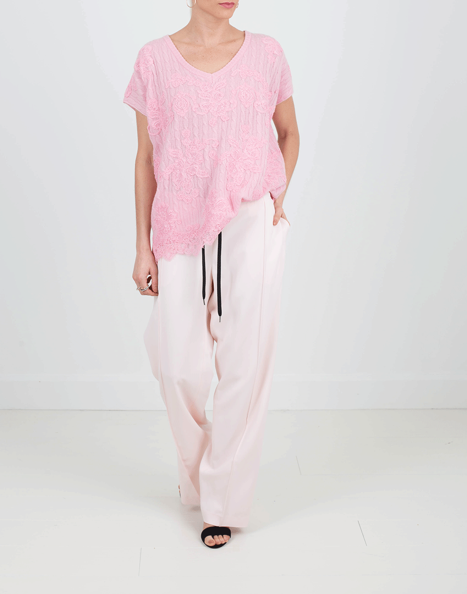ERMANNO SCERVINO-Knit Tunic With Lace Overlay-