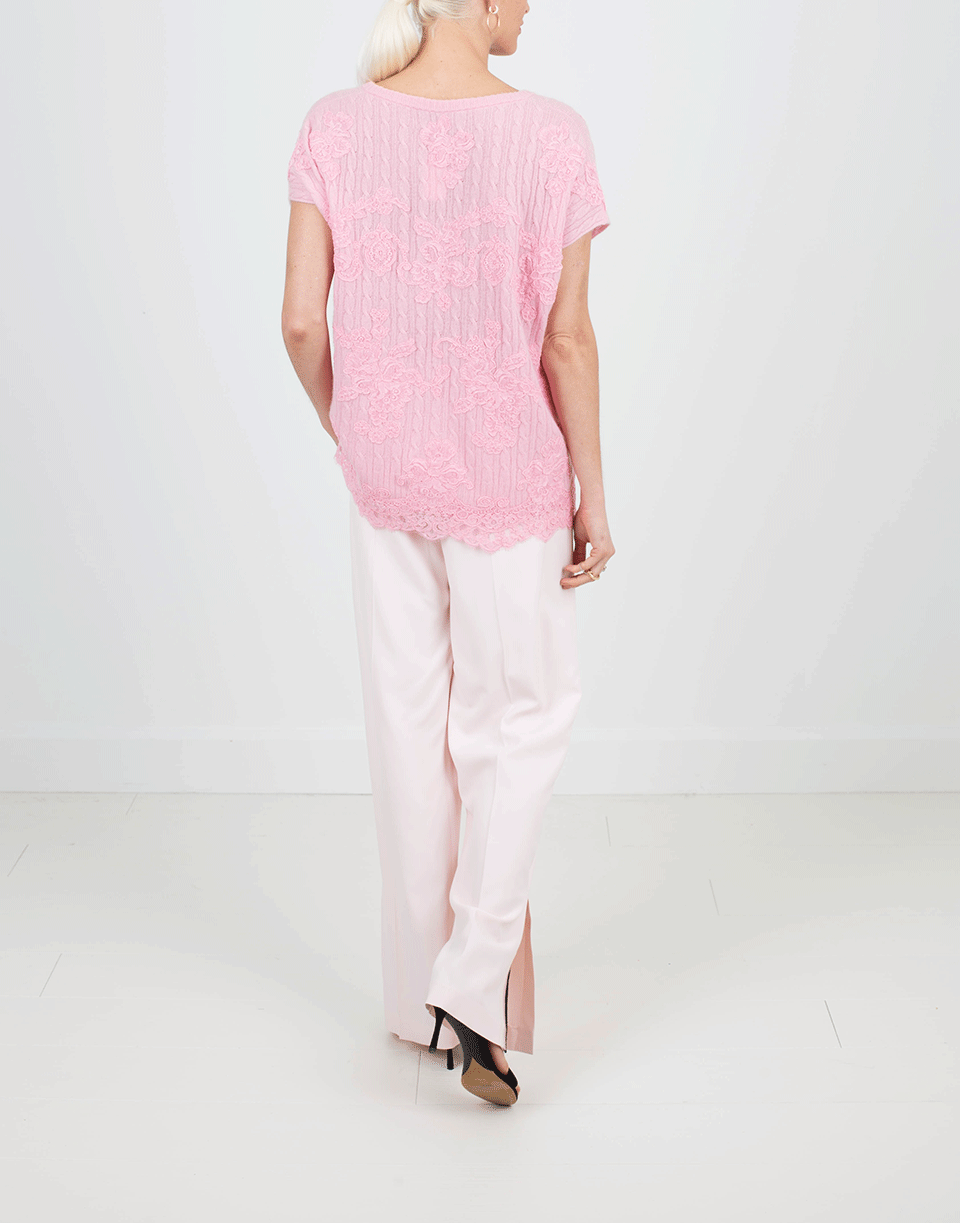 ERMANNO SCERVINO-Knit Tunic With Lace Overlay-