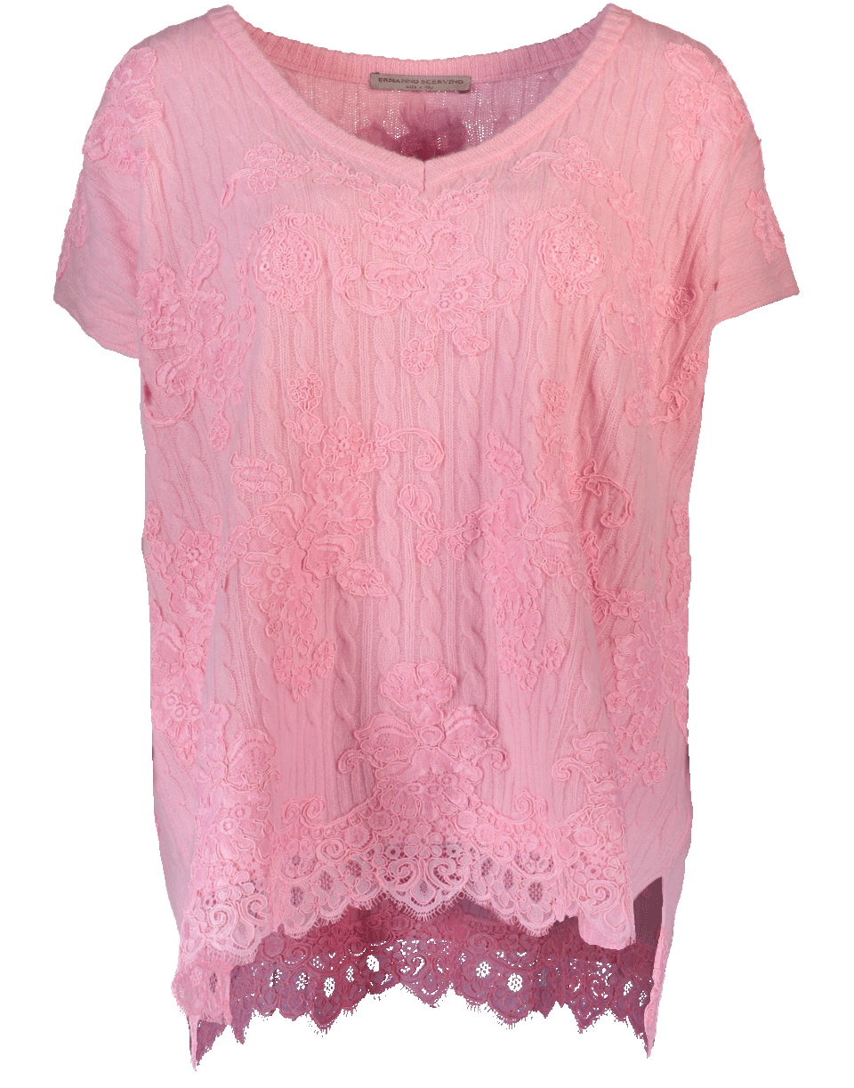ERMANNO SCERVINO-Knit Tunic With Lace Overlay-