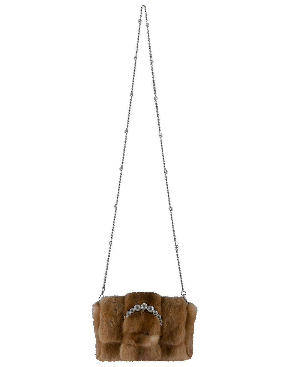 ERMANNO SCERVINO-Jeweled Fur Bag-BROWN