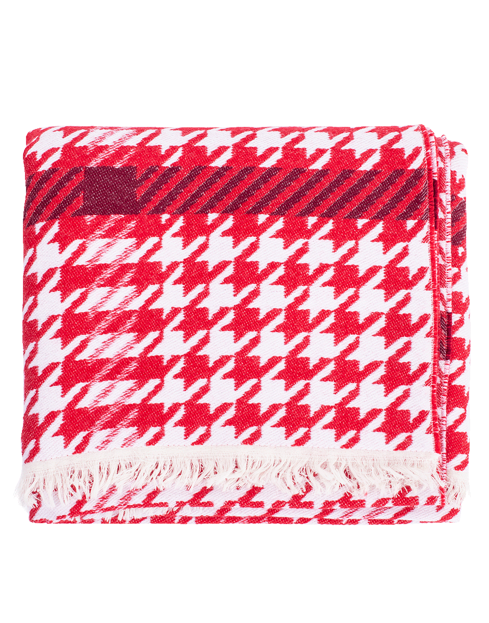 ESCADA-Red Houndstooth Scarf-OFF WHITE
