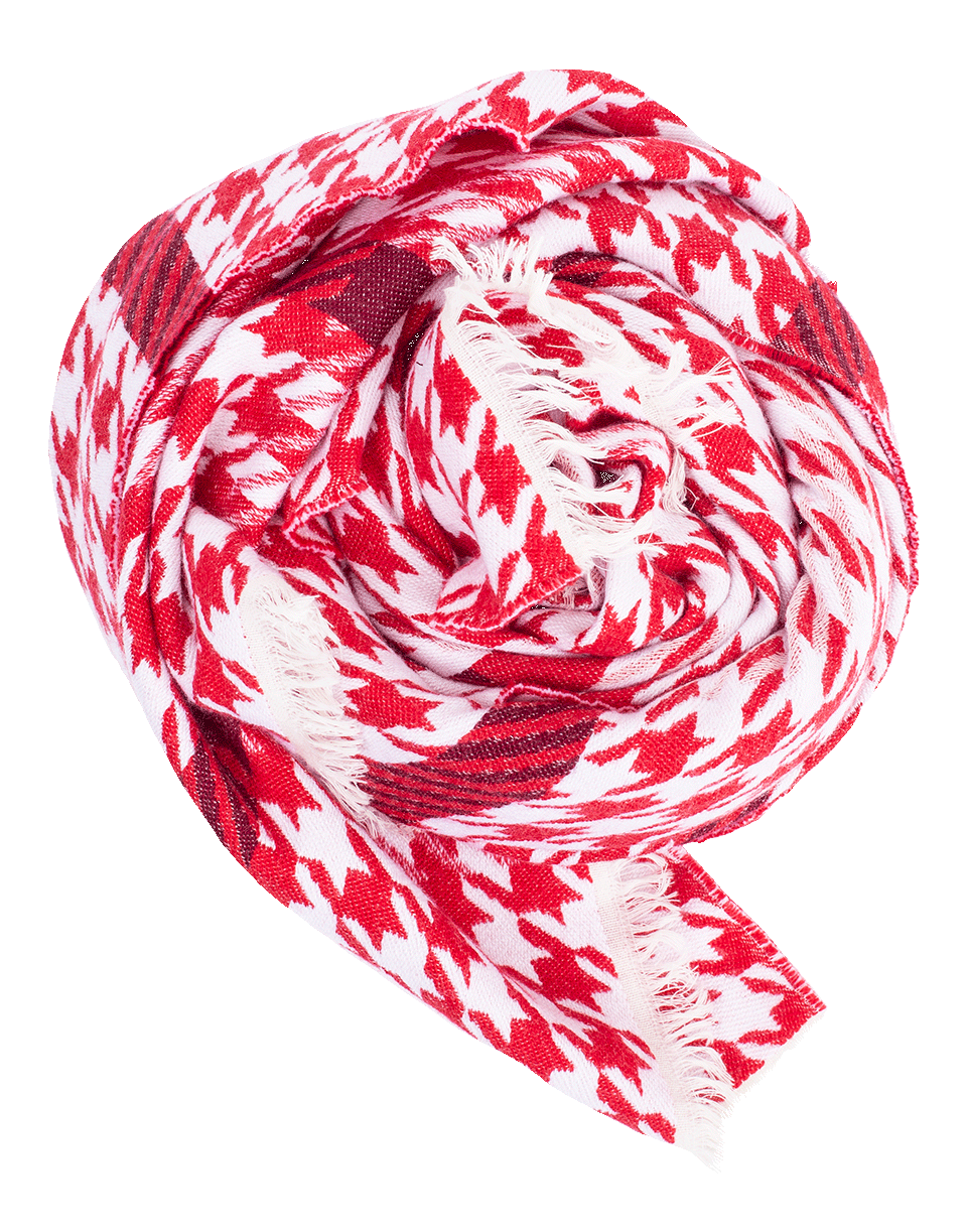 ESCADA-Red Houndstooth Scarf-OFF WHITE