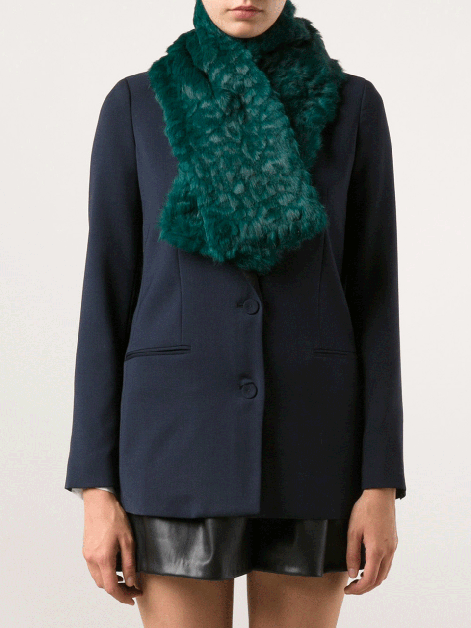 ETRO-Fur And Silk Scarf-EMERALD