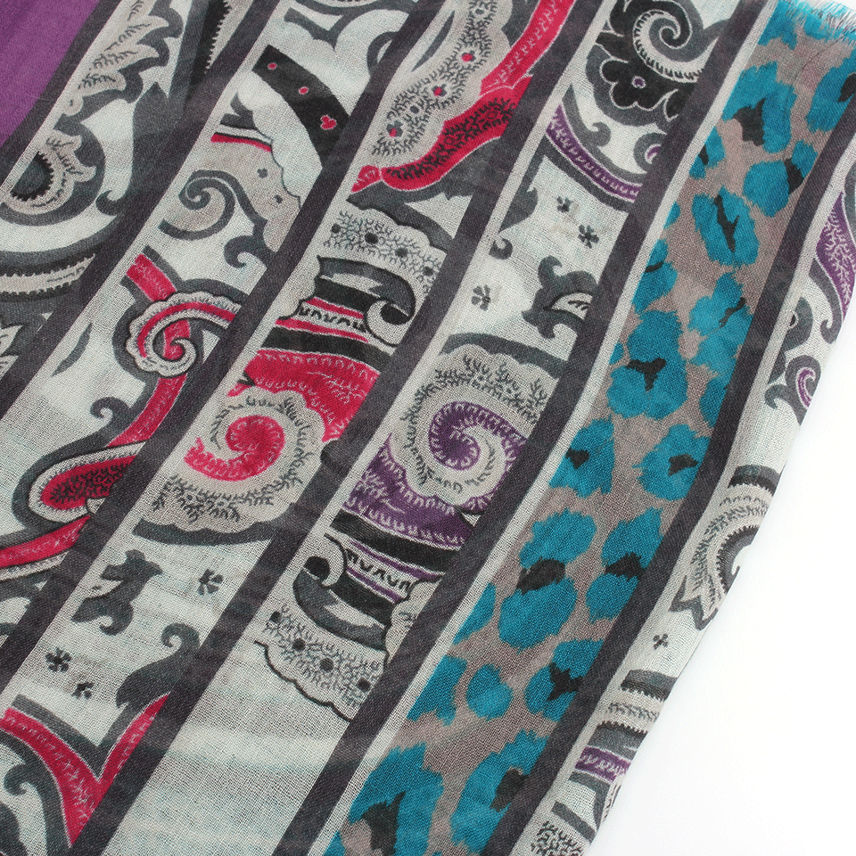 ETRO-Leopard And Paisley Scarf-PURPLE