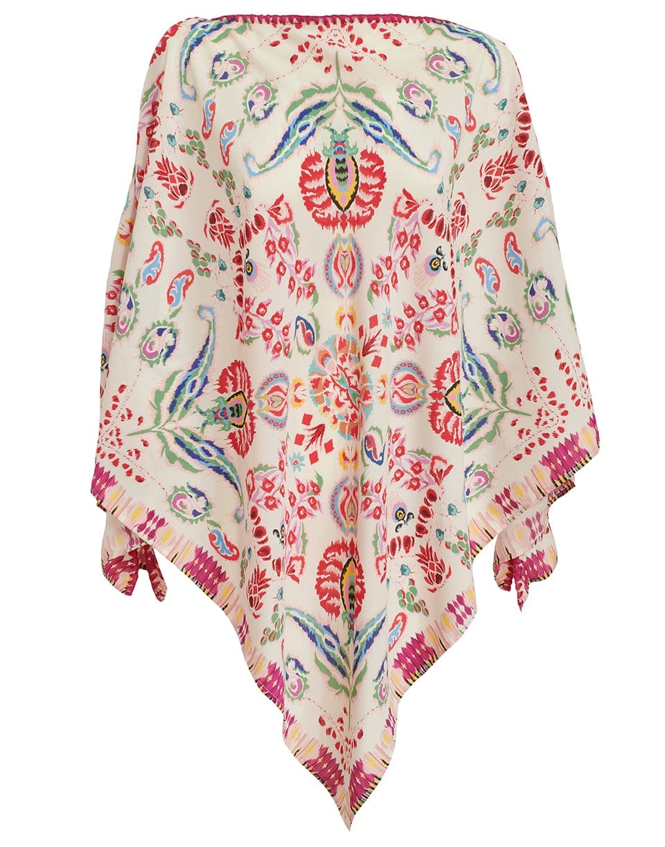 ETRO-Printed Triangle Poncho-WHITE