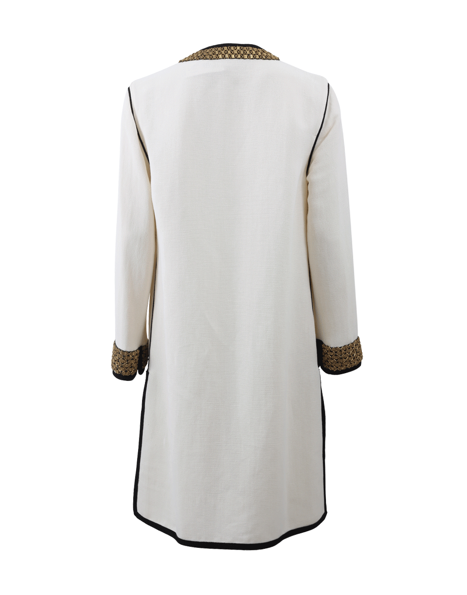 ETRO-Piped Embellished Coat-IVRY/BLK