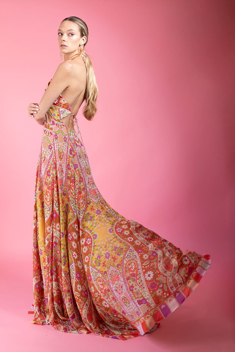 ETRO-Zodiac Halter Dress-ARANCIO