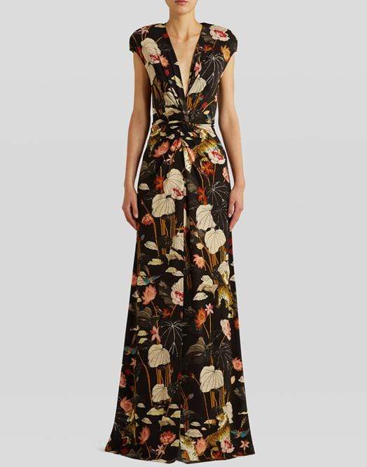 ETRO-Lungo Pothia Floral Knot Front Jersey Maxi Dress-
