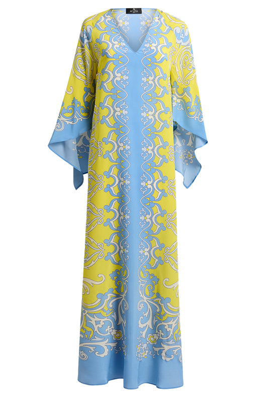 Ornamental Print Cape Sleeve Maxi Dress-GEOMETRC-38-CLOTHINGDRESSCASUAL-ETRO
