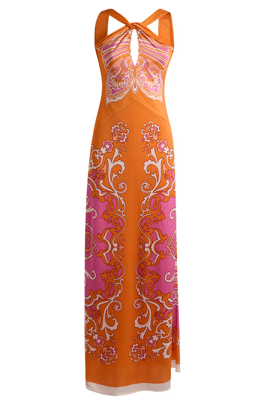 Ornamental Print Halter Maxi Dress-GEOMETRC-38-CLOTHINGDRESSCASUAL-ETRO