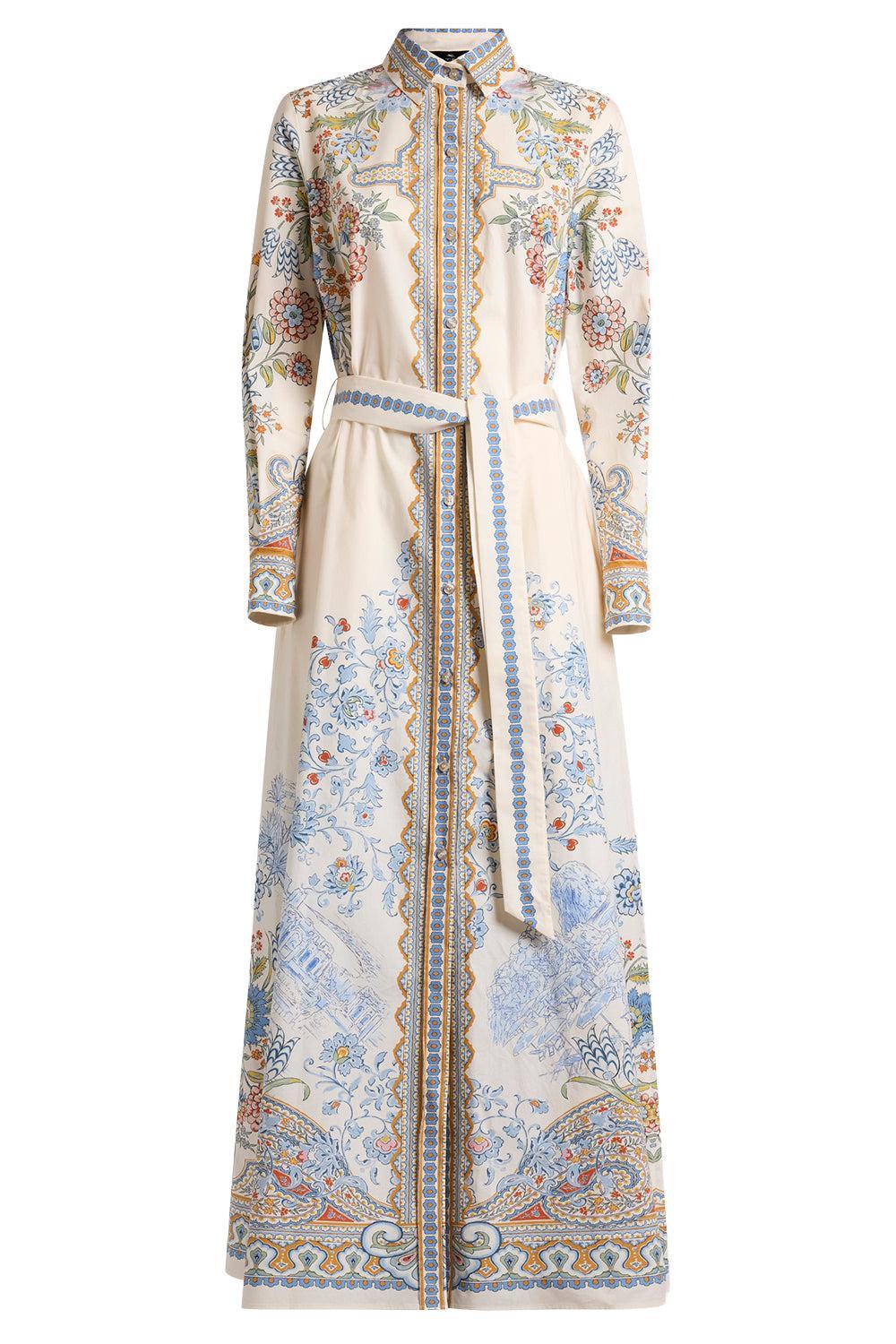  Floral Print Belted Maxi Dress-GEOMETRC-40-CLOTHINGDRESSCASUAL-ETRO 