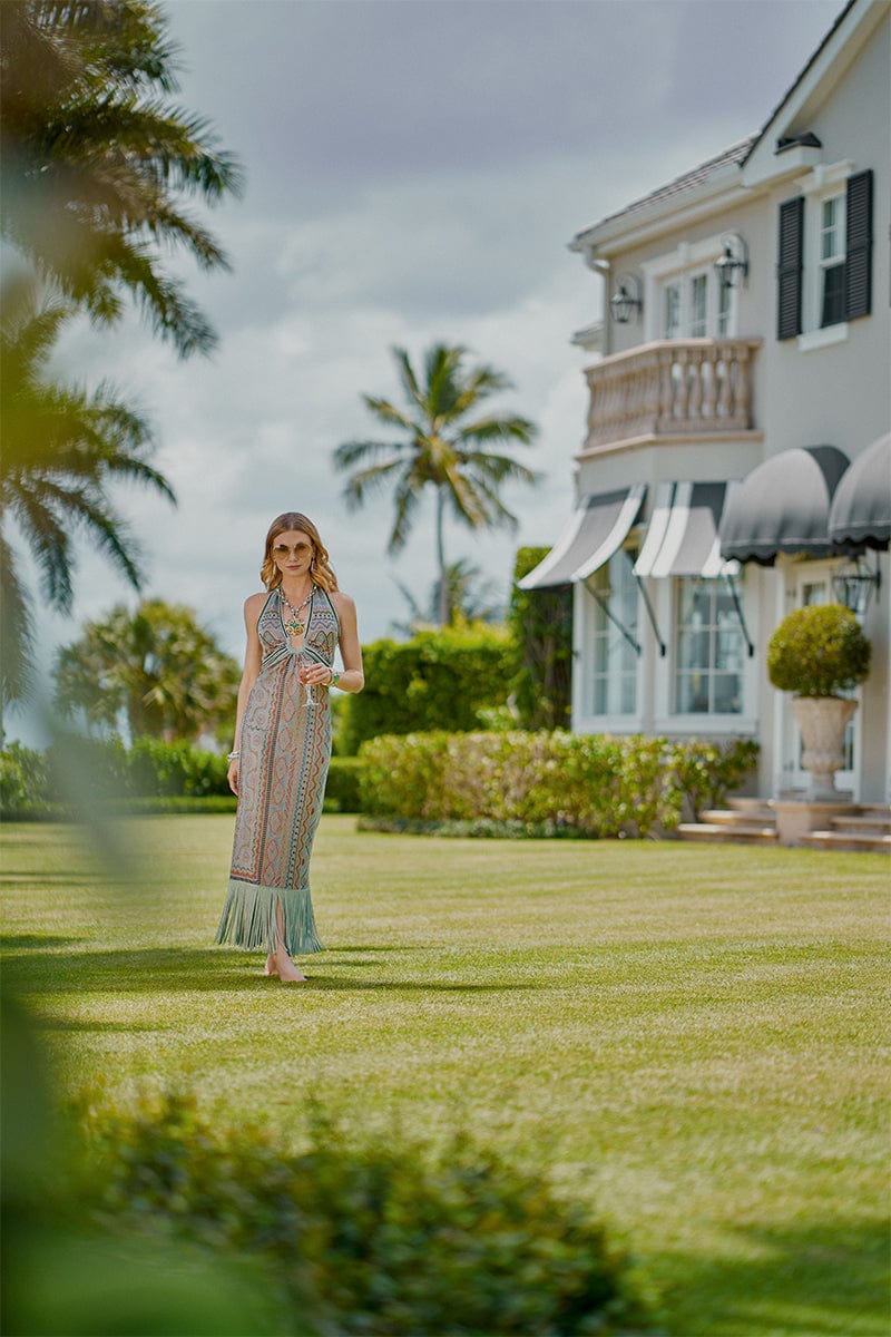 ETRO-Halter Neck Knit Maxi Dress-