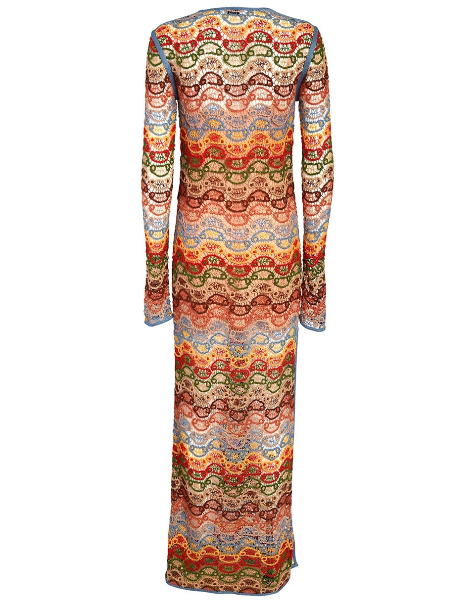 ETRO-Long Sleeve Crochet Maxi Dress-