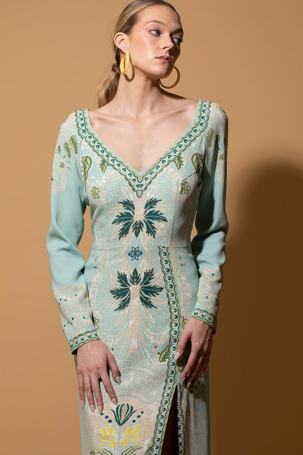 etro long sleeve dress Abito Long Sleeve Dress With Slit