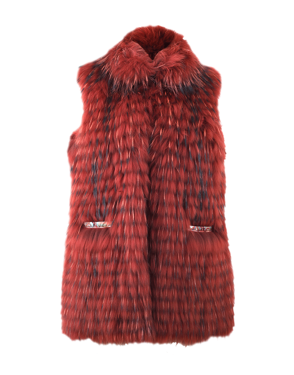 ETRO-Reversible Fur Vest-RED