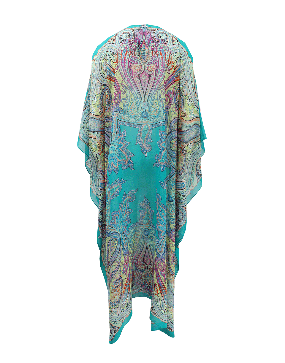 ETRO-V-Neck Paisley Caftan-TURQ