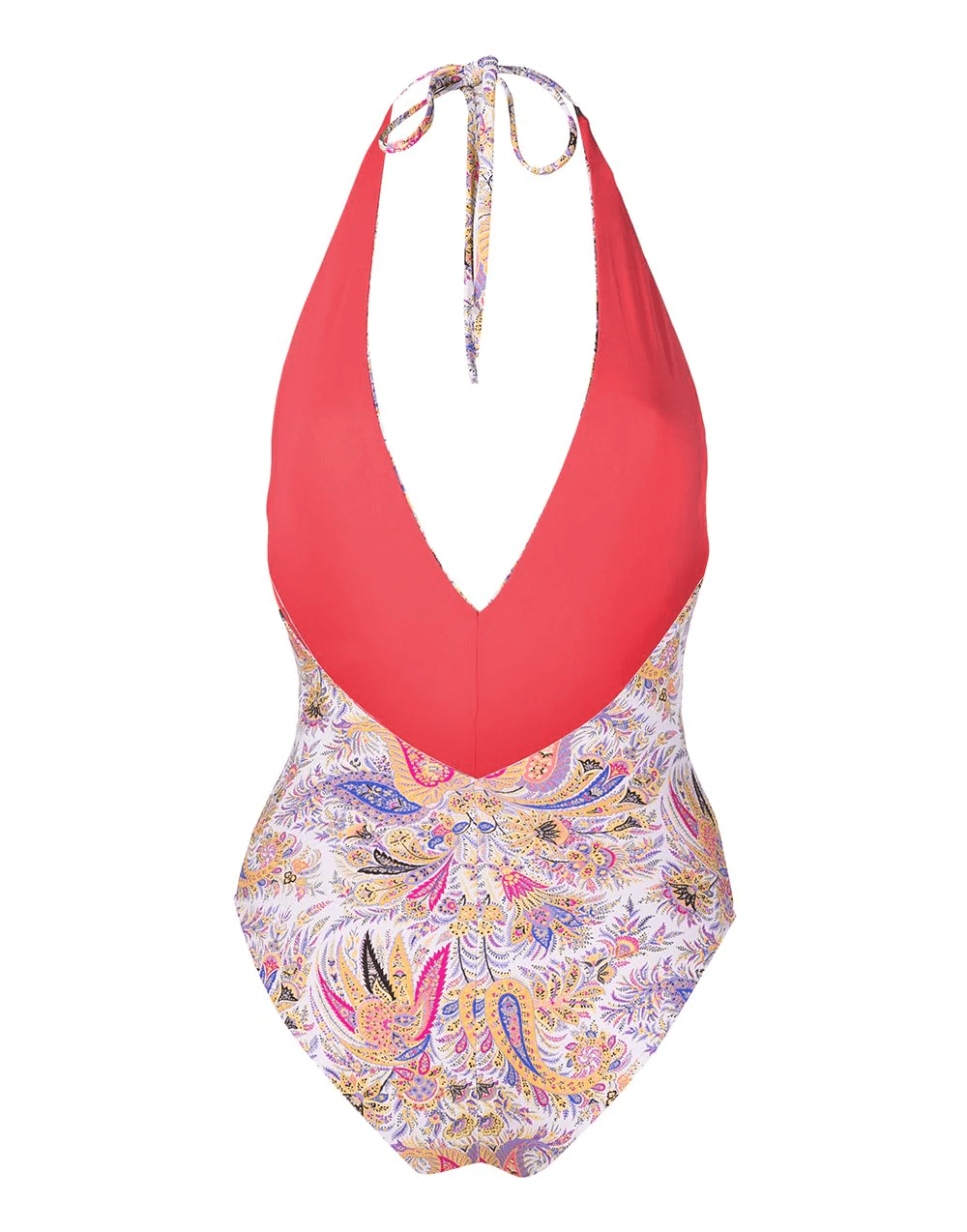 ETRO-Reversible V-Neck One Piece Paisley Swimsuit-