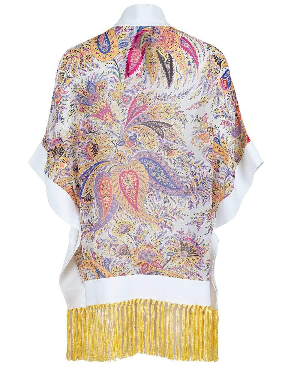 ETRO-Short Sleeve Open Front Poncho-WHITE