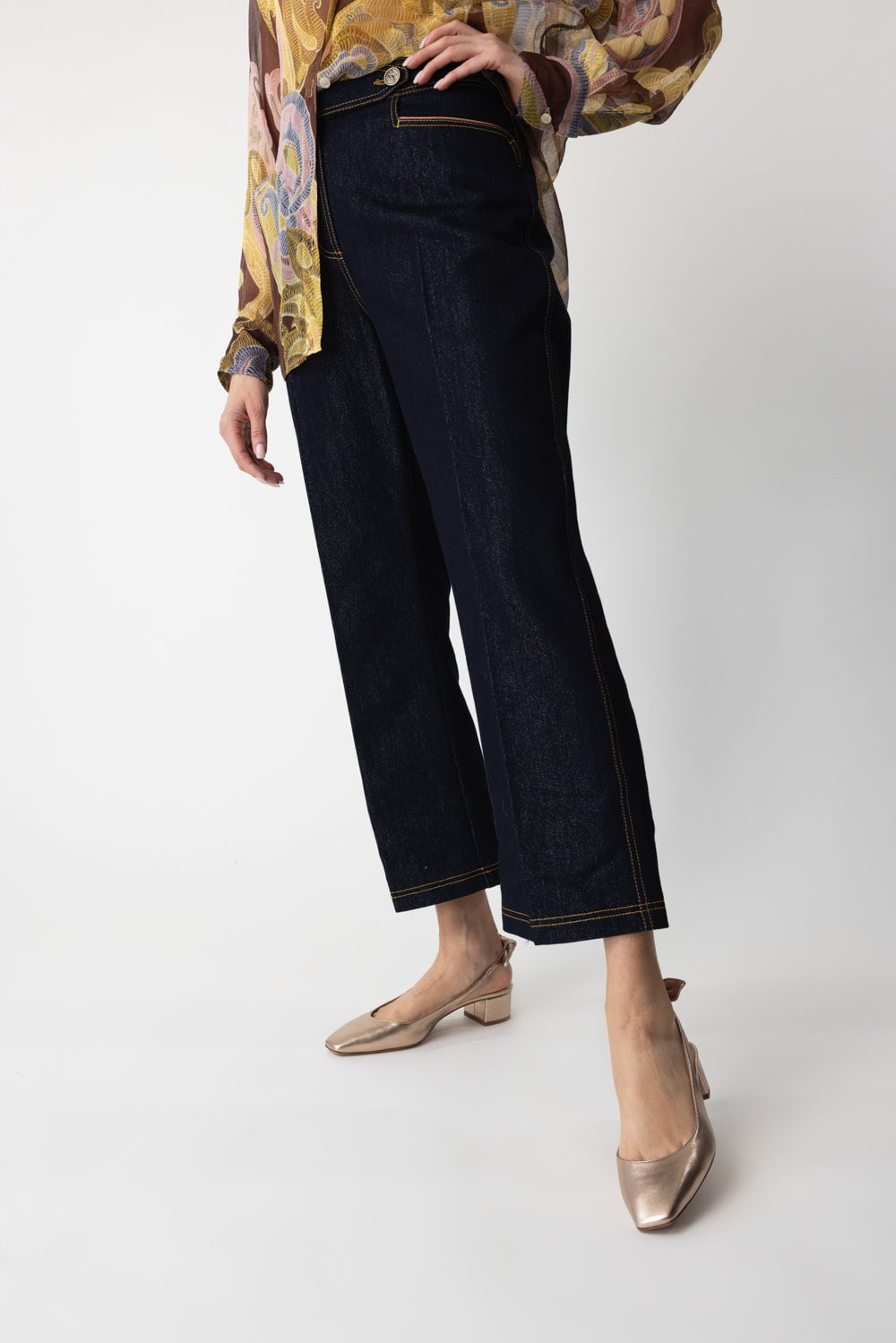 ETRO-Cropped Jeans-