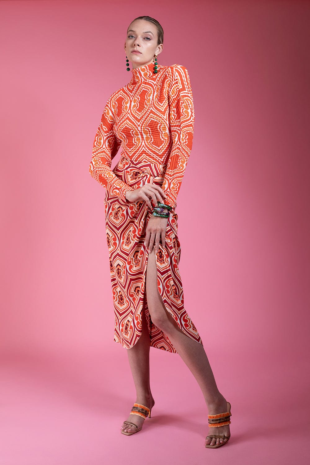 ETRO-Chakra Pleated Long Sleeve Top-