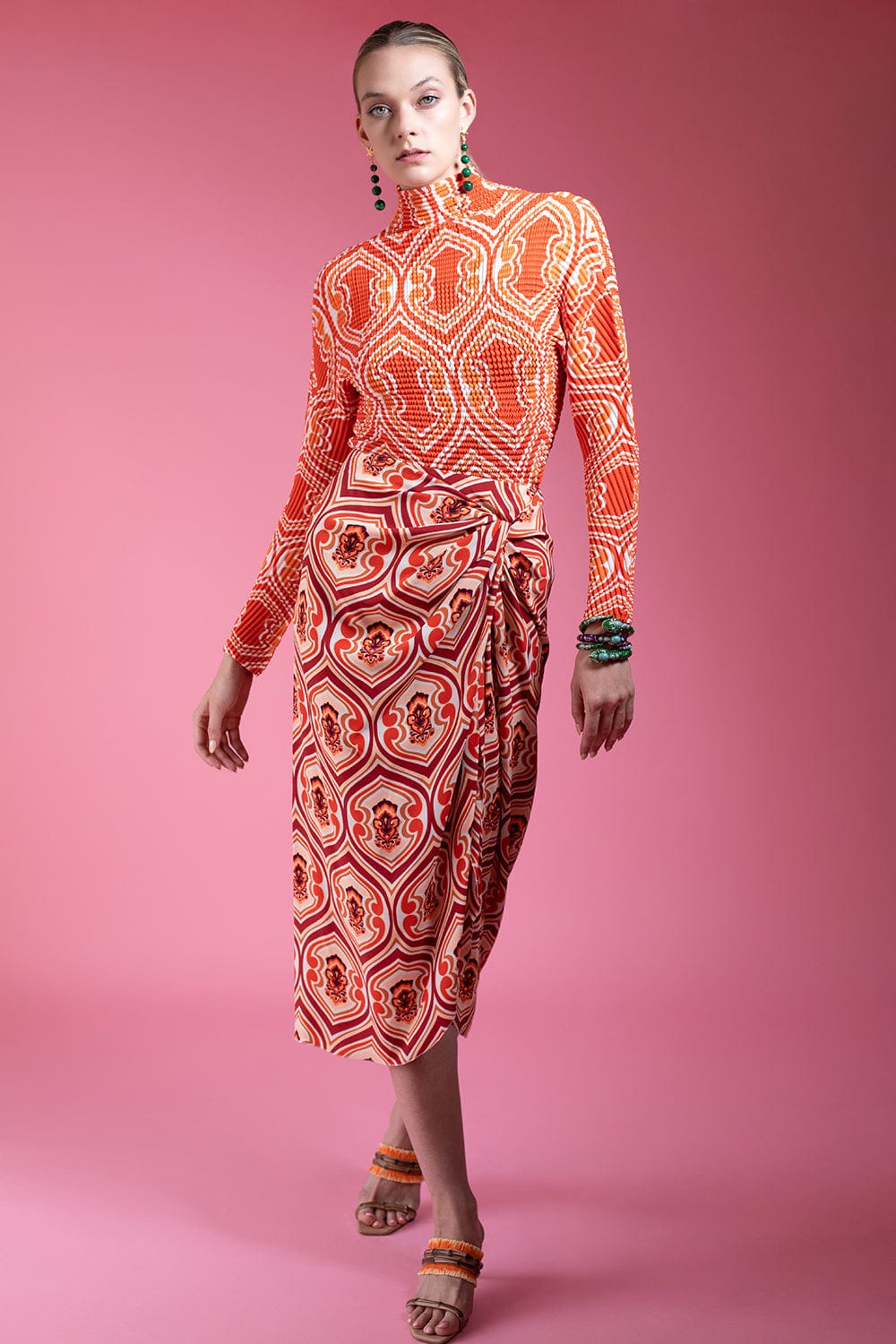 ETRO-Chakra Pleated Long Sleeve Top-