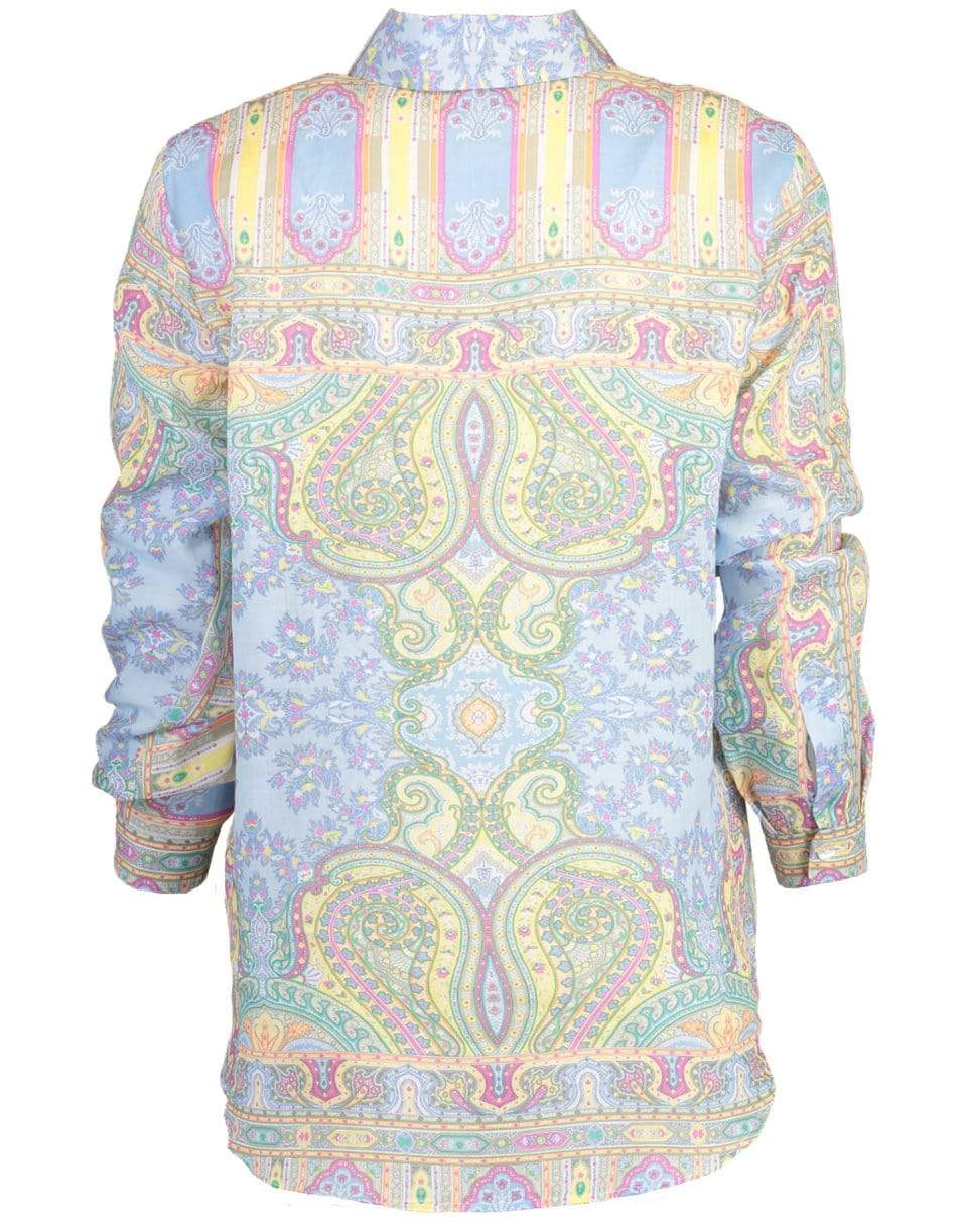 ETRO-Light Blue Button Down Printed Blouse-