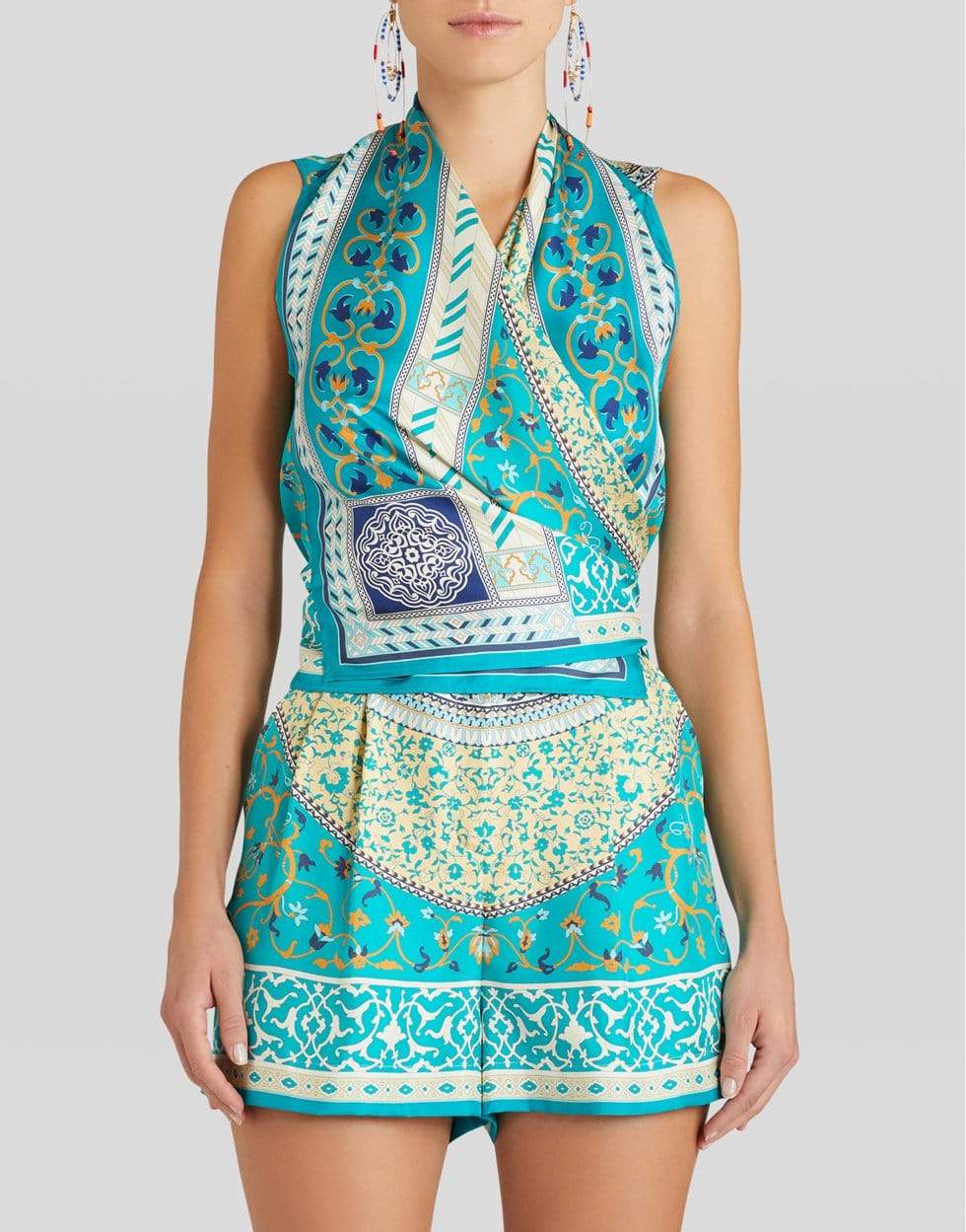 ETRO-Sleeveless Printed Tie Scarf Silk Top-