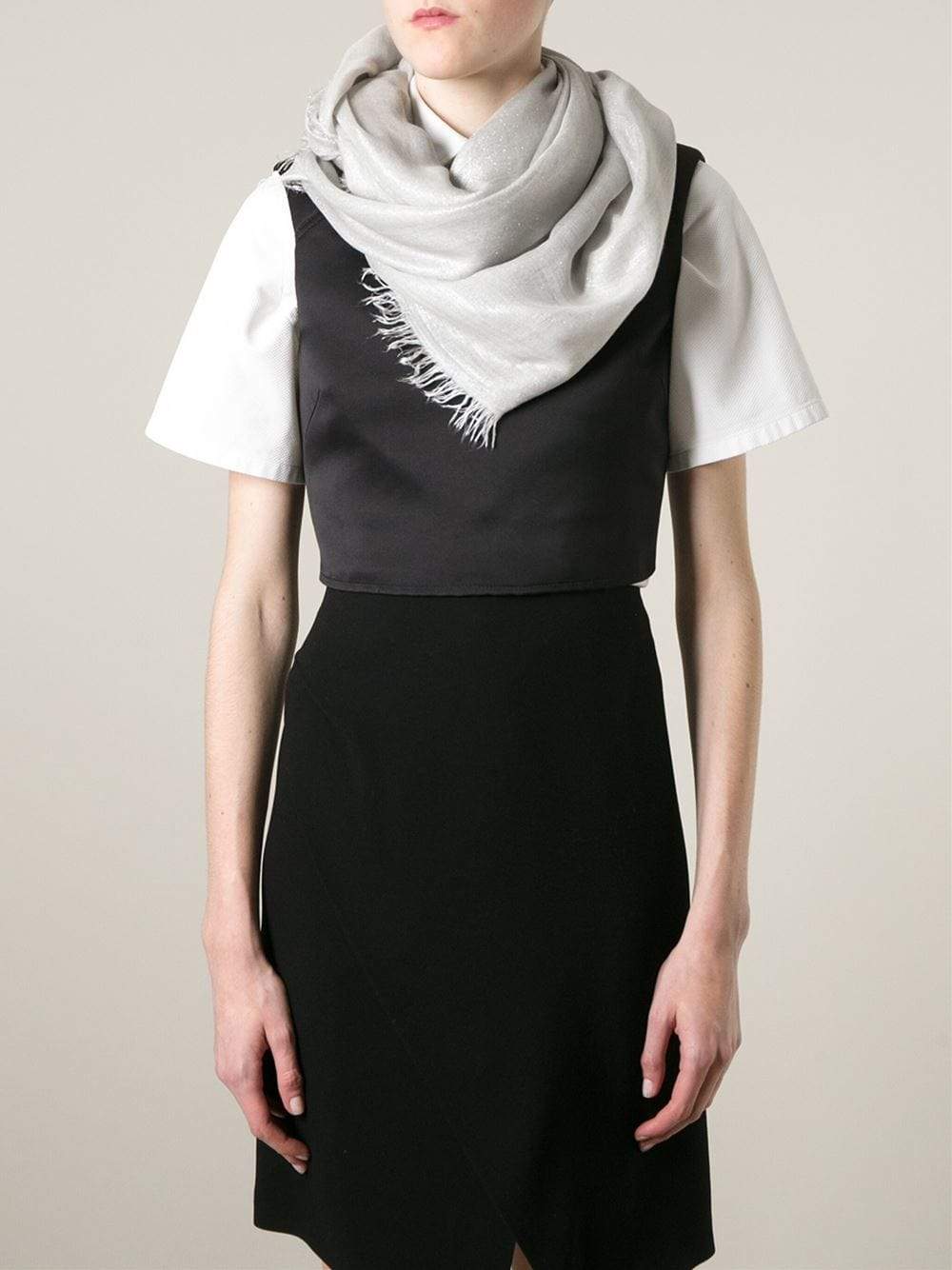 FALIERO SARTI-Lurex Scarf-GREY/SILVER