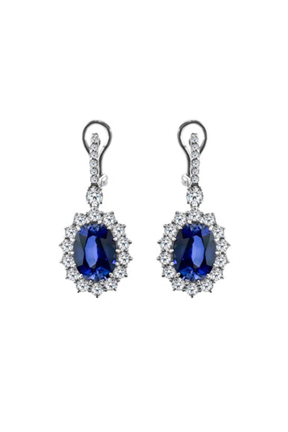Oval Sapphire Cz Drop Earrings-BLUE-JEWELRYBOUTIQUEEARRING-FANTASIA by DESERIO