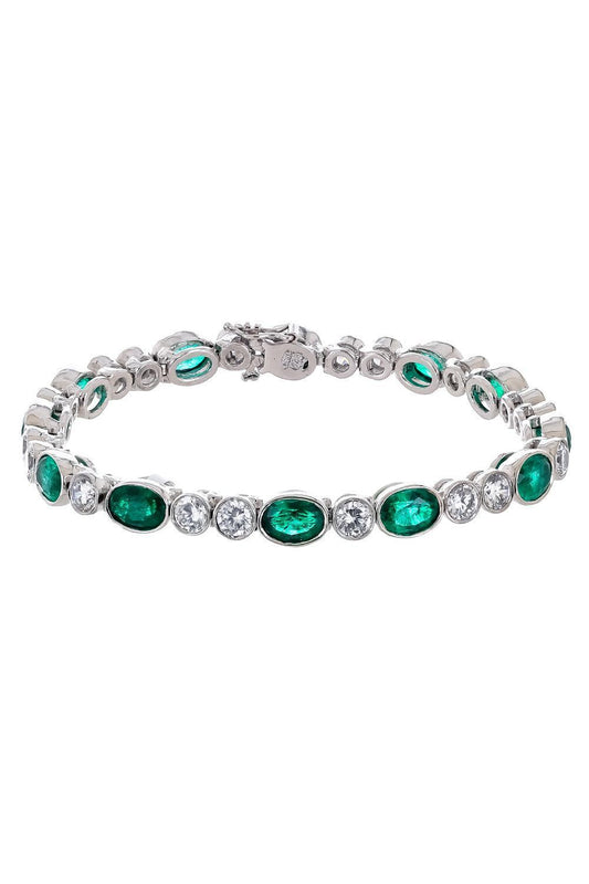 Green White Tennis Bracelet