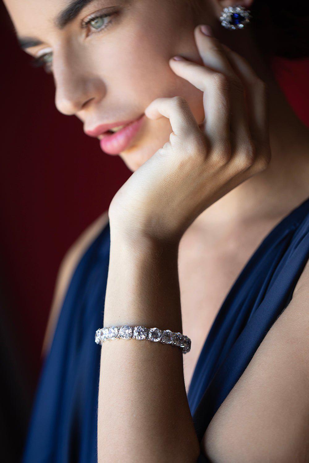 FANTASIA by DESERIO-Round CZ Tennis Bracelet-WHITE