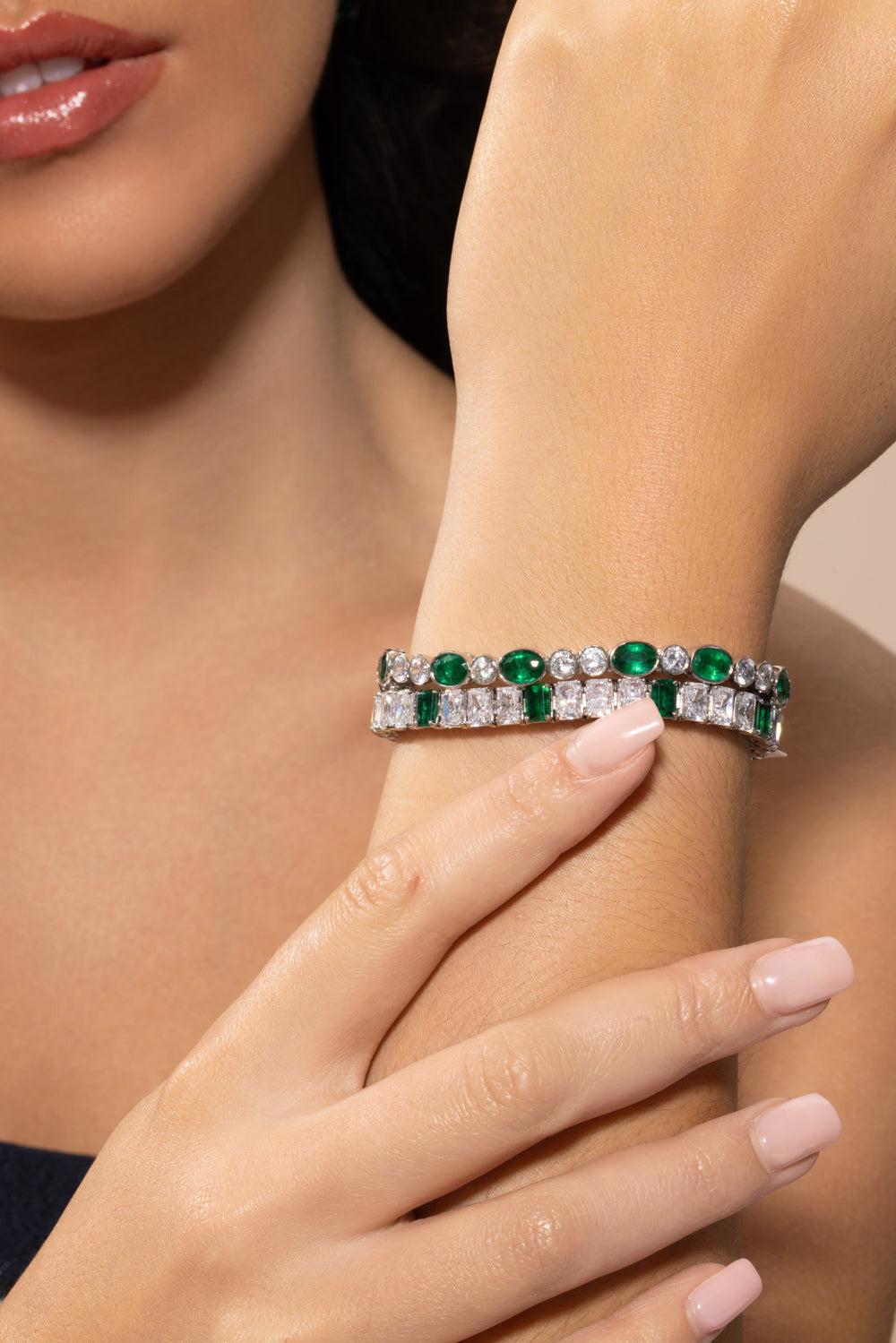 White Green Radiant Tennis Bracelet-WHITE-JEWELRYBOUTIQUEBRACELET O-FANTASIA by DESERIO