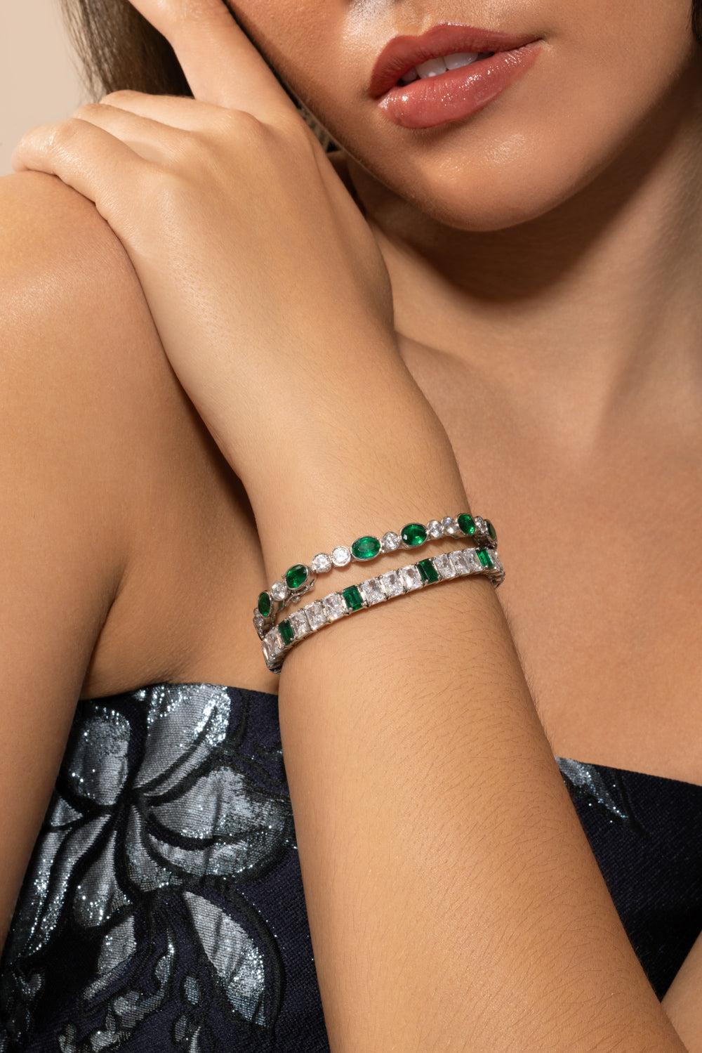 White Green Radiant Tennis Bracelet-WHITE-JEWELRYBOUTIQUEBRACELET O-FANTASIA by DESERIO