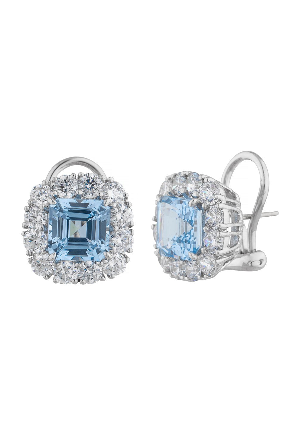 FANTASIA by DESERIO-Aqua Asscher CZ Earring-BLUE