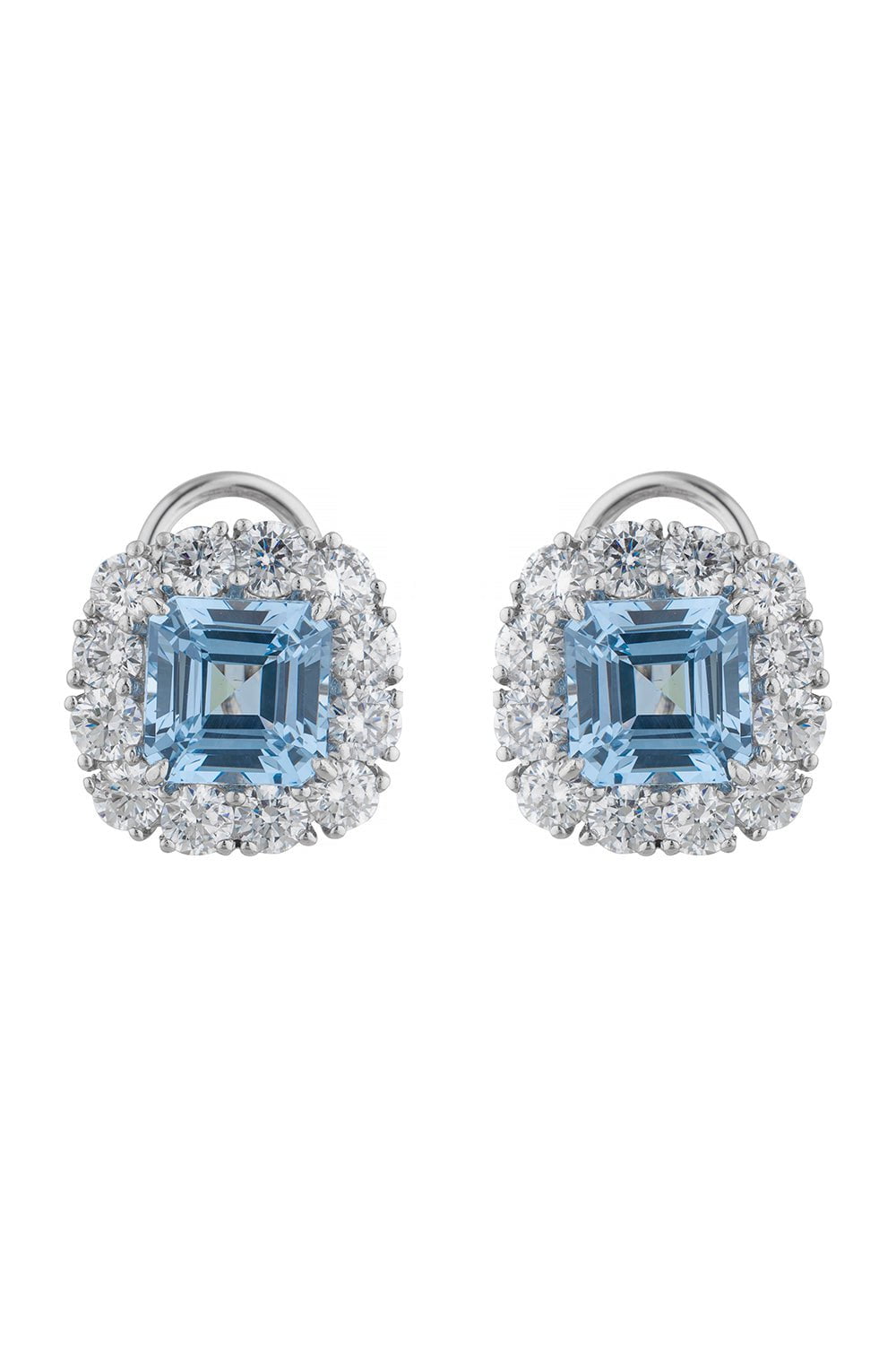 FANTASIA by DESERIO-Aqua Asscher CZ Earring-BLUE