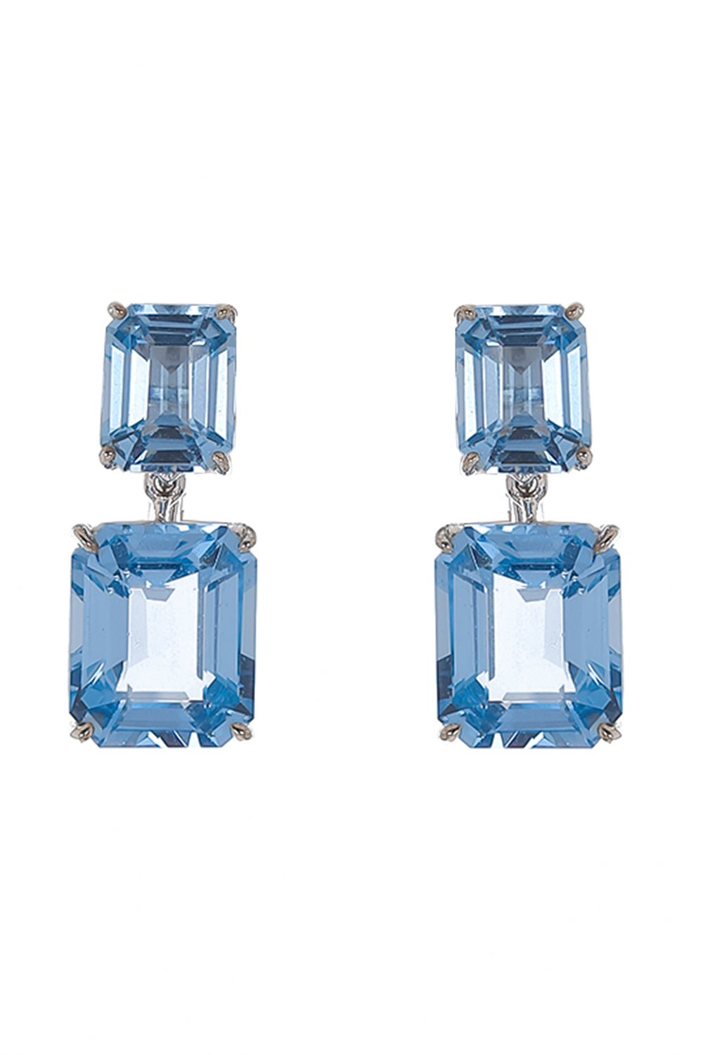 FANTASIA by DESERIO-Aqua Emerald Cut Drop Earrings-BLUE