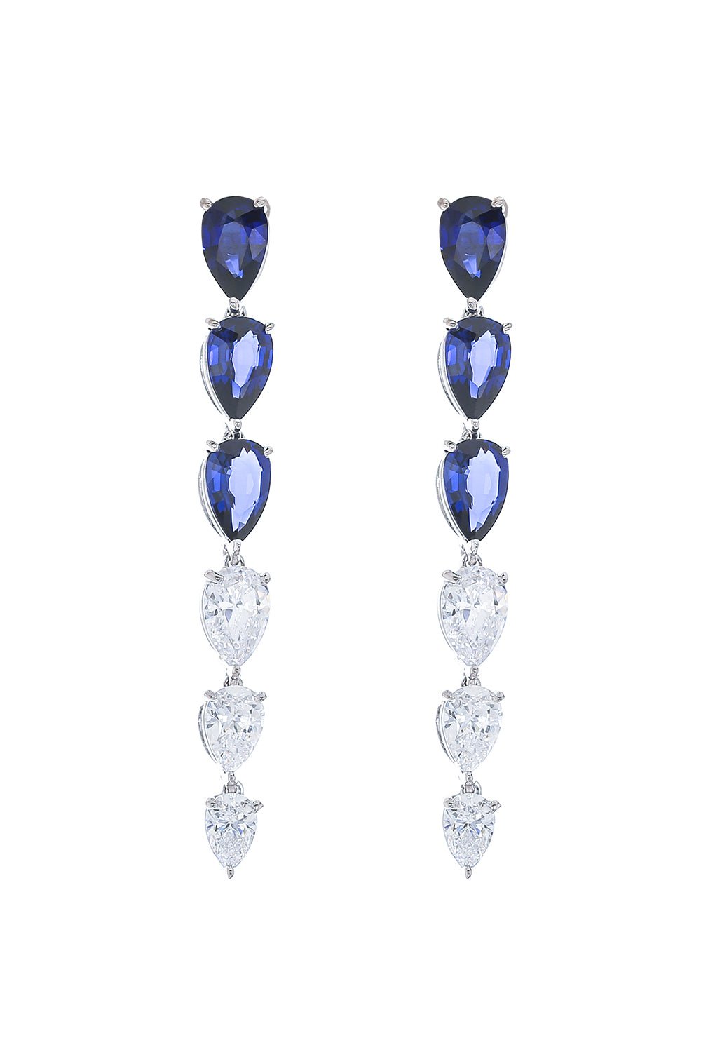 FANTASIA by DESERIO-Graduated Pear Drop Earrings-BLUE