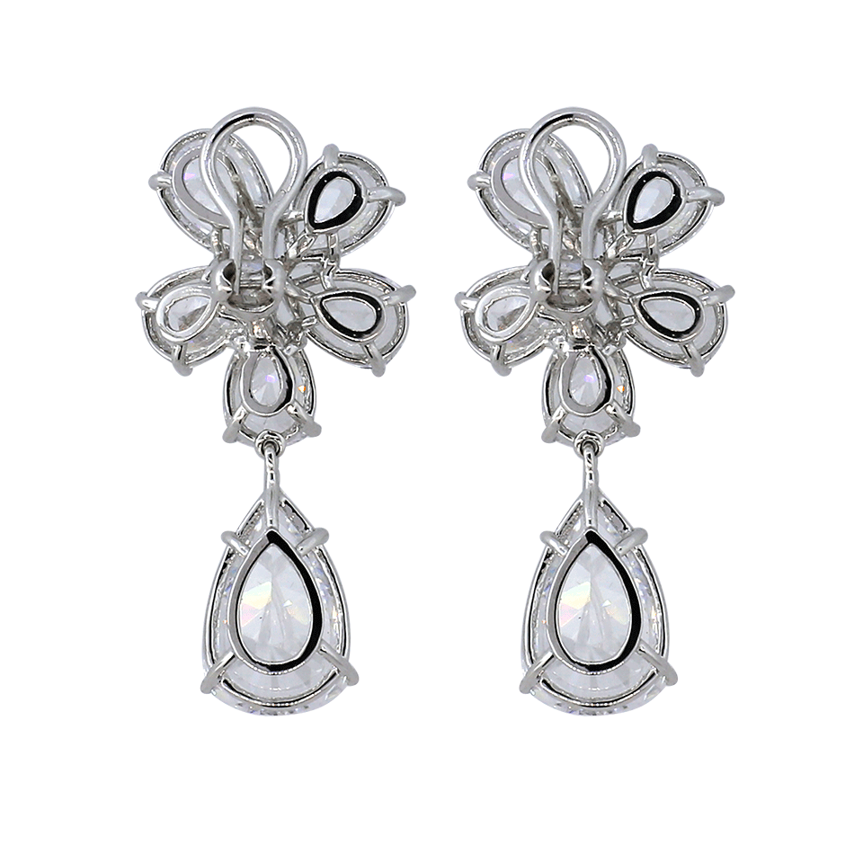 FANTASIA by DESERIO-Flower Cluster Pear Drop Earrings-CZ