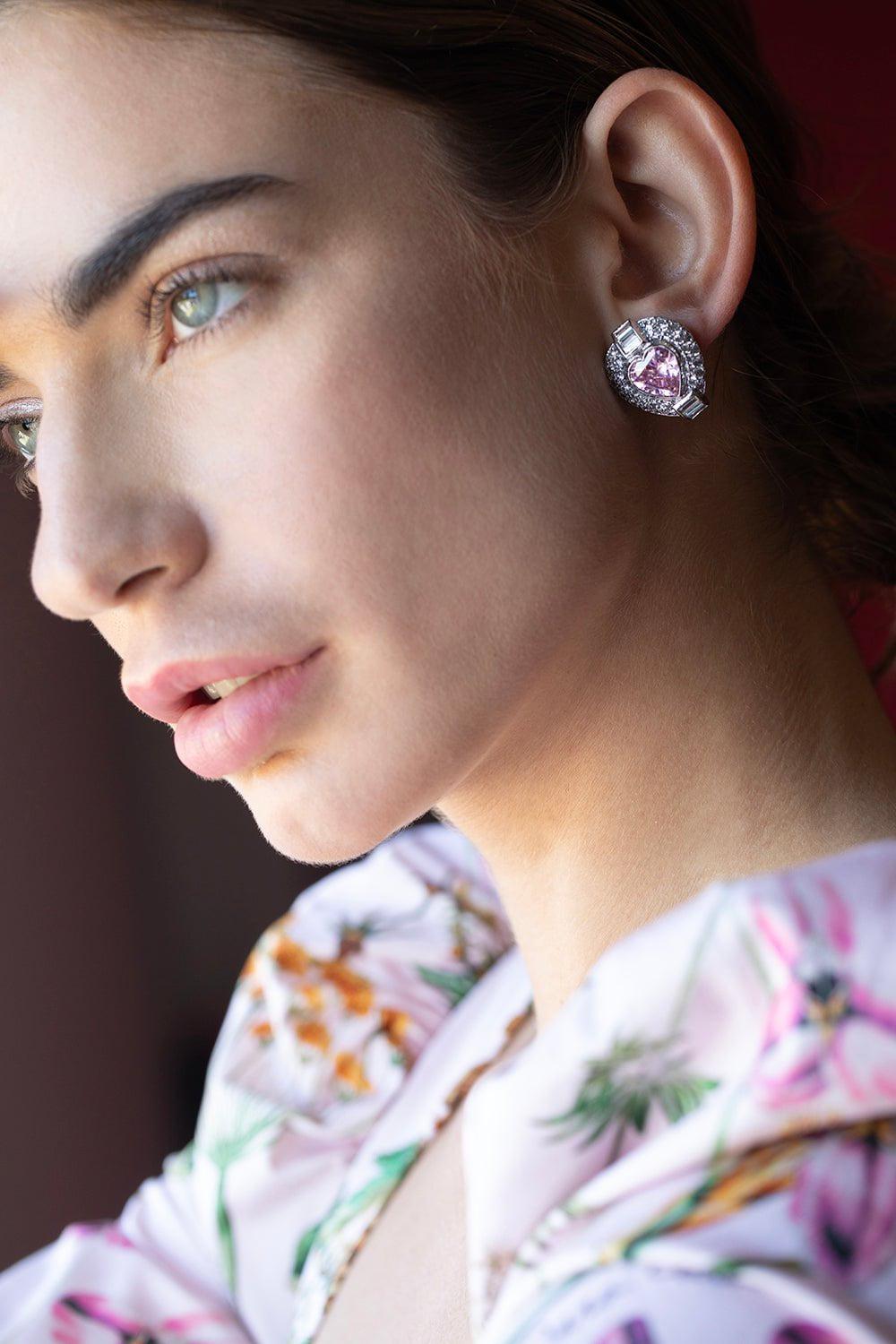 FANTASIA by DESERIO-Pink Heart Earrings-PINK