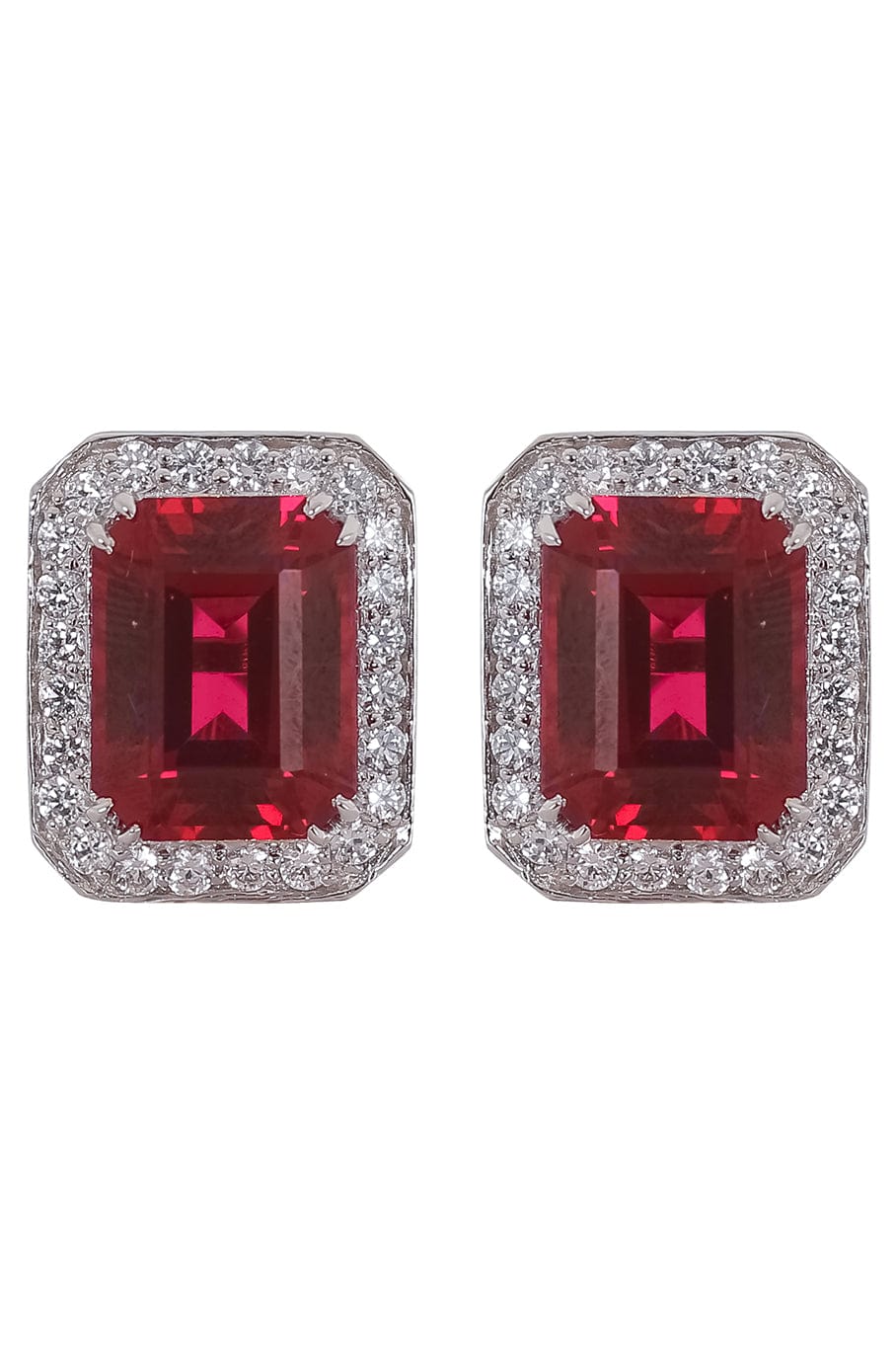FANTASIA by DESERIO-Red CZ Emerald Cut Earrings-RED